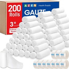 AZEN 200 Pack Gauze Rolls Bandages, 3 in x 4.1 Yards, First Aid Supplies & Premi picture