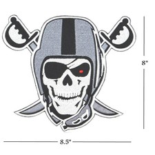 Vegas Raiders Nation SKULL LARGE 8.5 inch Embroidered Iron on Patch DIY Craft picture