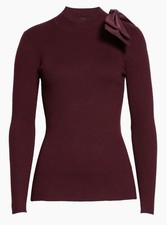 Ted Baker London Women’s Oxblood Knit Sz 5 Sweater With Accent Bow NWT $175 picture