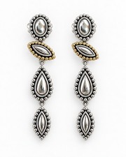 NWT LAGOS Signature Caviar 18K Gold Sterling Silver Tired Drop Dangle Earrings picture