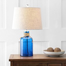JONATHAN Y Azure 23.5 in. Cobalt/Natural Glass Bottle Table Lamp picture