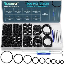 KEZE 400 Pcs Hydraulic O-Ring Flat Face Fittings 9 Size Buna-N 70A O Rings Seal picture