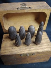 Antique Rotary Burr Bit Set Primitive Tool Set Wood Box Case picture
