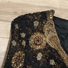 Vintage Embroidered Elegant Blouse Long sleeved Shoulder Padded Size Large NWT picture