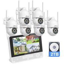 ANRAN 5MP 8CH 12''Monitor Wireless Security Camera System Pan/Tilt 2TB HDD Home picture