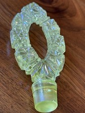 Vintage Fenton Carnival Glass Perfume Bottle Yellow Green Iridescent Topper picture