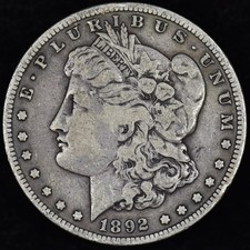 1892-S $1 MORGAN SILVER DOLLAR ✪ VF VERY FINE ✪ COIN SCARCE DATE I42 ◢TRUSTED◣ picture