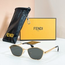 Fendi FE40291U Geometric Sunglasses Gold Dark Gray Lens 57-16-145 With New case picture