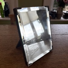 Antique Vintage 1930s Heavy Thick Bevelled Mirror Wooden Freestanding picture