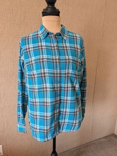 St. John's Bay Turquoise Plaid Button-Down Shirt picture