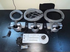 Used 3 sony evi-hd1 cameras and rm-br300 controller set with cables/power cords picture