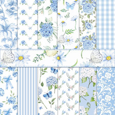 24 Sheets Hydrangea Scrapbook Paper 12'' X 12'' Light Blue Floral Pattern Pad Hy picture