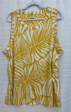 Chico’s Shirt Women's Size 4 (XL)  Yellow & White Sleeveless Tank Top Tunic Slit picture