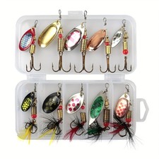 10pcs Spinning Lure Kit with Box Metal Fishing Baits for Trout, Bass, Salmon picture