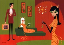 SHAG Josh Agle “The Cat Carrier” Signed Art Print from 2012, edition of 200 picture