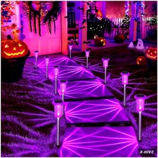 DenicMic Solar Halloween Lights Outdoor Waterproof 10 Pack Purple 10Pack picture