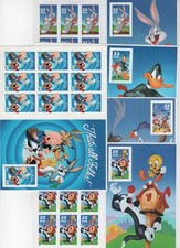 US Set of 5 Perforated Looney Tunes panes, Sc 3137 3204 3306 3391 3534, Mint NH picture