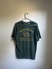 1980s Vintage Thrashed Lawn Service T Shirt Distressed Single Stitch Green Large picture