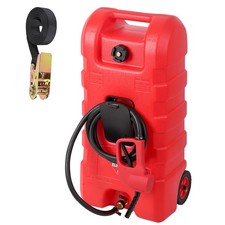 Portable Gas Fuel Caddy Tank W/ Wheels Hose Nozzle & Ratchet Strap For ATV Boat picture