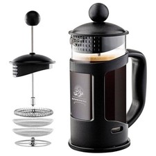 OVENTE 3-Cup Black French Press Cafetire Coffee and Tea Maker with Glass & Scoop picture