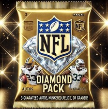 NFL Football Diamond Pack with 3 Guaranteed Autographs Relics or Numbered Cards picture
