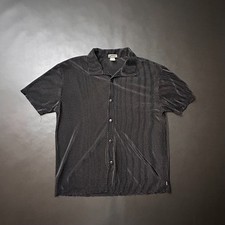 Vtg YMLA Shirt Mens Large Black Shiny Dazzle Flowy Disco Stretch USA Made Raver picture