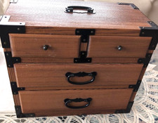 Japanese Vintage Chest of Drawers Box KOHIKIDASHI W8.7×D4.7×H7.1inch With Handle picture