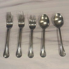 Pfaltzgraff PASSAGE Stainless Steel Flatware Glossy Vertical Lines - Lot of 5 picture