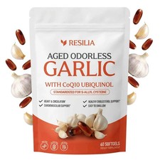Resilia Odorless Aged Garlic Extract Softgels 60 Count CoQ10 Ubiquinol USA SHIP picture