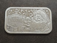 Merry Christmas Santa Claus 1 oz Silver Bar Ingot picture