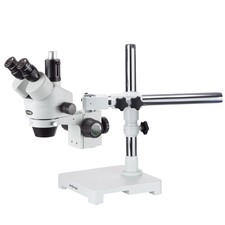 AmScope SM-3T 7X-45X Trinocular Stereo Zoom Microscope on Single Arm Boom Stand picture