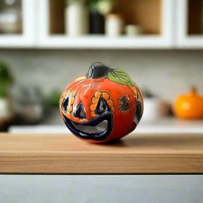 Mini Talavera Pumpkin | Handmade Mexican Jack-O'-Lantern picture