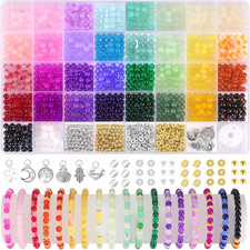 1368Pcs 6mm Glass Beads Jewelry Making Kit 34 Colors Bracelet Craft Supplies picture