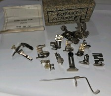 Vintage~ROTARY~GREIST Sewing Machine ATTACHMENTS+Manual+ 15 Items Ruffler Binder picture