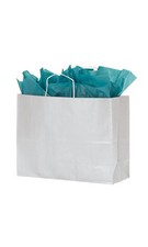 SSWBasics Large White Kraft Paper Shopping Bags with Handles - Case of 25 picture