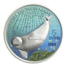 GREECE 2024 SILVER COIN MONACHUS SEAL ENDANGERED picture