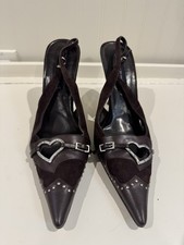 Rare Vintage Steve Madden Women's Brown Heart Cutout Slingback Heels 10M picture