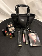 Vintage Chanel Beauté Ultimate Vanity Tote & 8-Piece Makeup Collector Lot  picture