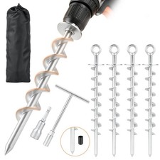 Ground Anchors Screw In Heavy Duty, 4 Pack 15 Inch Spiral Earth-Silver picture