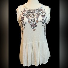 Maurices Cream Floral Embroidered Blouse picture