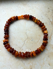 Vintage Baltic Amber Necklace Natural Raw Freeform Cognac Honey Beads, 53 gr picture
