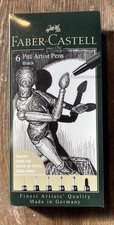 Faber-Castell 6 Pitt Artist Pen Brush India Ink Black Tips Xxs, Xs, S, F, M, 1.5 picture