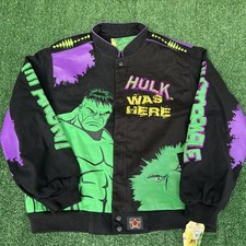 NWT VTG JH Design Hulk Jacket Youth 2XL Black Men's S Crop Boxy Racing Marvel picture