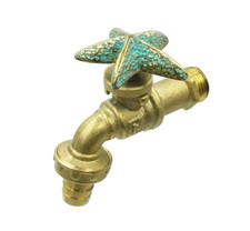 Vintage Brass Garden Tap Water Faucet Small Starfish Spigot Outdoor Decor picture