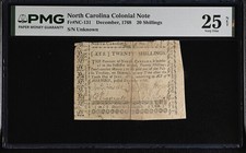 1768 Dec. North Carolina 20 Shillings Fr NC-131 PMG 25 NET TOP POP Rare Note picture