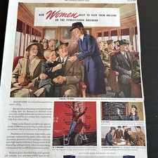 Newspaper Print Ad Collectible - 1944 Vintage Pennsylvania Railroad Women Ad picture