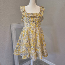 Zimmermann Harmony Linen-Silk Ruffled Floral Minidress Size 12 picture
