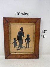 Antique Silhouette Of Mother And Children In Original Frame 10 X 14” Circa 1840 picture