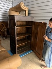 Antique 1760-1800 Pine Farmhouse Cupboard, 1 Panel Door 3 Shelves. Authenticated picture