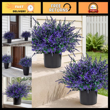 2 Set UV Resistant Artificial Lavender Topiary Trees, Faux Potted Plants for Gar picture